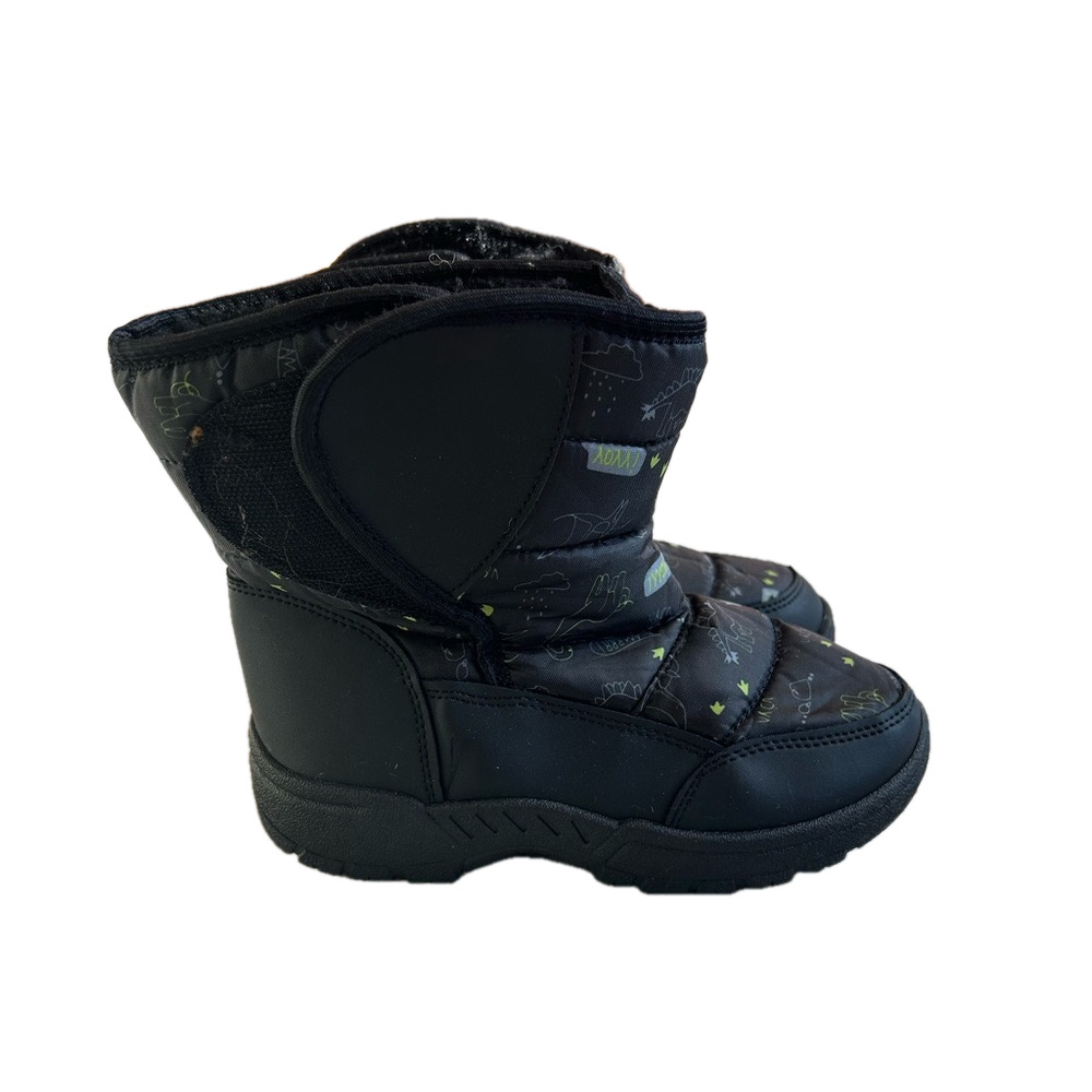 Toddler Boys Black & Green Snow Boots size 12